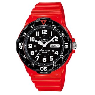 Casio Standard นาฬิกาข้อมือผู้ชาย สายเรซิ่น รุ่น MRW-200HC-4BVDF -
สีแดง