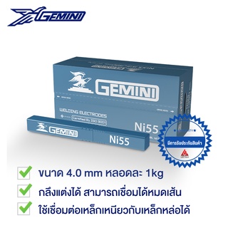 GEMINI ลวดเชื่อมเหล็กหล่อ เจมินี่ Ni55 4.0 x 350mm บรรจุ 1 กิโล