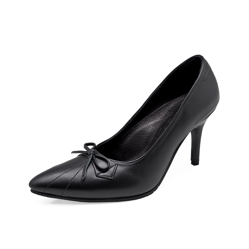 TAYWIN(แท้) รองเท้าคัชชูส้นสูงหนังแท้ ผู้หญิง รุ่น HSV-25 หนังนิ่มสีดำ