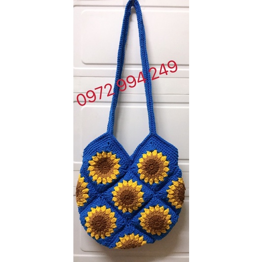 [ภาพจริง] Handmade กระเป๋าขนสัตว์พร้อมซับ SQUARE-Chamomile Bag DAISY-GRANNY SQUARE