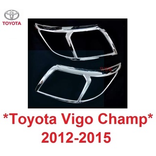 ครอบไฟหน้า ชุบโครเมี่ยม TOYOTA HILUX VIGO CHAMP 2012 - 2014 โตโยต้า ไฮลักซ์ วีโก้ แชมป์ ครอบไฟ ไฟหน้ารถ ชุดแต่งไฟ ไฟ