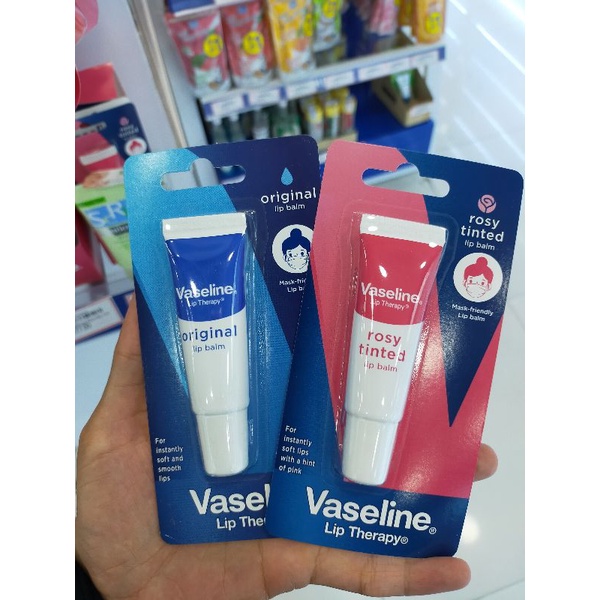 Vaseline Original Lip Balm, Rosy Tinted Lip Blam 10g. วาสลีนลิปบาล์ม