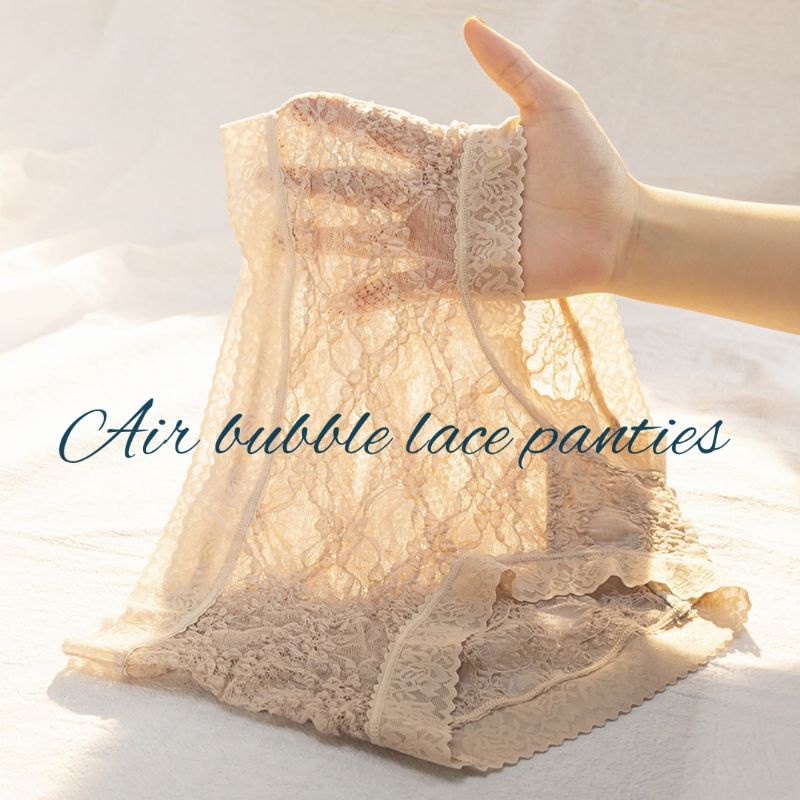กางเกงในลูกไม้ทรงสามเหลี่ยม Bubble lace สไตล์ญี่ปุ่น ผ้าคอตตอนนุ่มเนียนใส่สบายไม่บาดผิว
