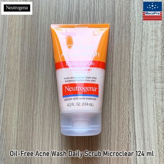 Neutrogena® Oil-Free Acne Wash Daily Scrub Microclear 124 ml นูโทรจีนา สครับหน้า ลดสิว ผลัดเซลล์ผิวอย่างล้ำลึก