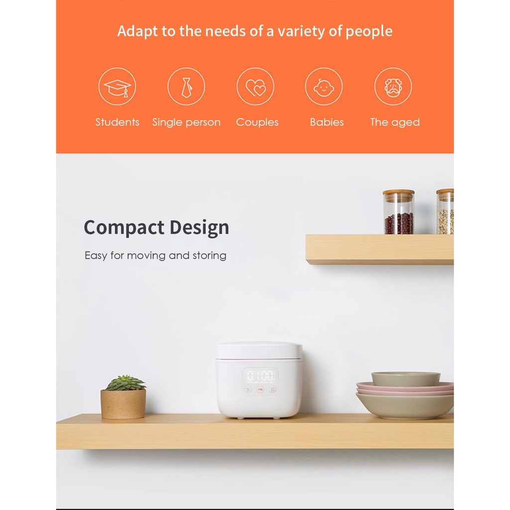 Xiaomi Mijia Smart Rice Cooker Non Stick 1.6L APP control หม้อหุงข้าว
