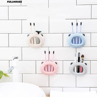 ₳ Sucker Wall Mount แปรงสีฟันผู้ถือแปรงแต่งหน้าแร็คเก็บของในห้องน้ำ