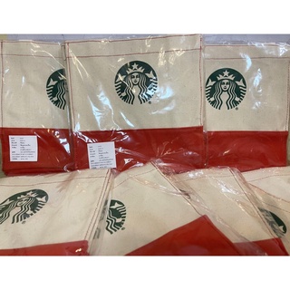 Starbucks Christmas Tote Bag 2016 กระเป๋าผ้าแดงขาว ของแท้ พร้อมส่ง