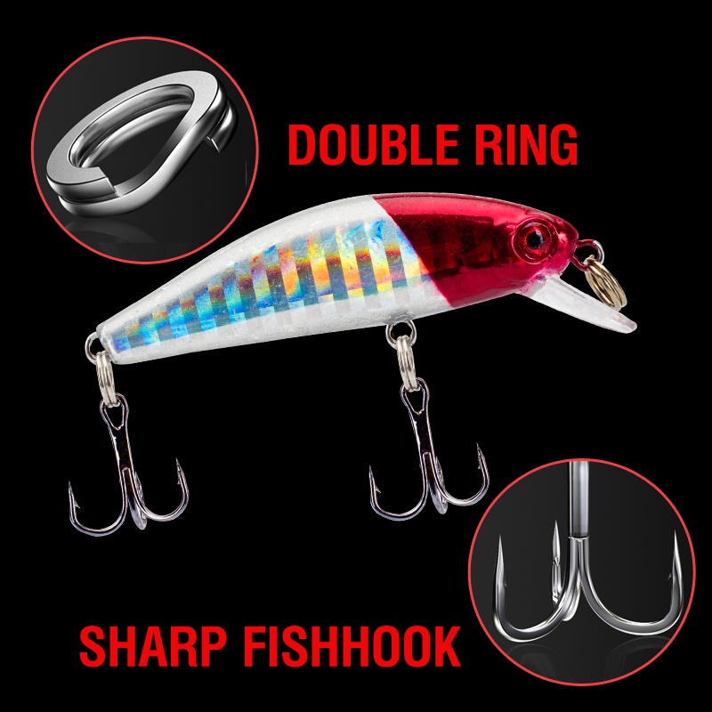 ชุดเหยื่อตกปลา พลาสติกแข็ง หัวสีแดง 4.5 5.5 5.6 5 5.8 ซม. 5 สี 5 ชิ้น ต่อกล่อง - รูปที่ 6