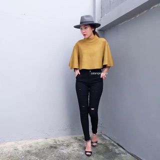 1359 suede mid neck top