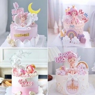 ฟิกเกอร์เรซิ่น รูปนางฟ้า สีชมพู สําหรับตกแต่งเค้กวันเกิด