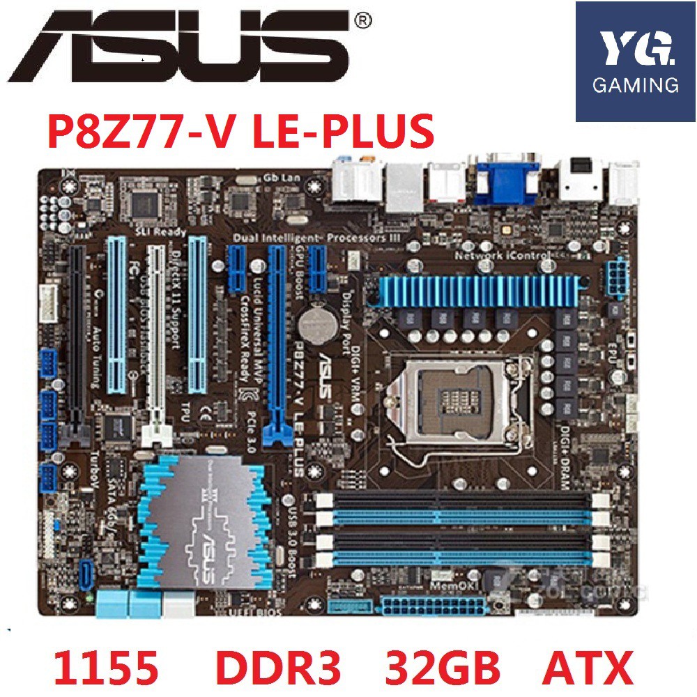 ใช้ P8Z77-V LE PLUS เมนบอร์ดเดสก์ท็อป Z77 ซ็อกเก็ต LGA 1155 DDR3 32G ATX UEFI BIOS ใช้