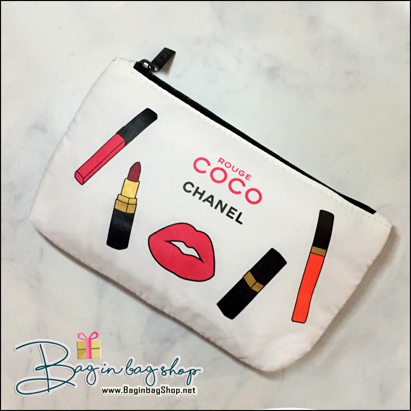 CHANEL Beaute VIP Gift Rouge CO CO Cosmetic Bag กระเป๋าเครื่องสำอางค์ ขนาดเล็ก จาก เคาท์เตอร์ CHANEL Beaute