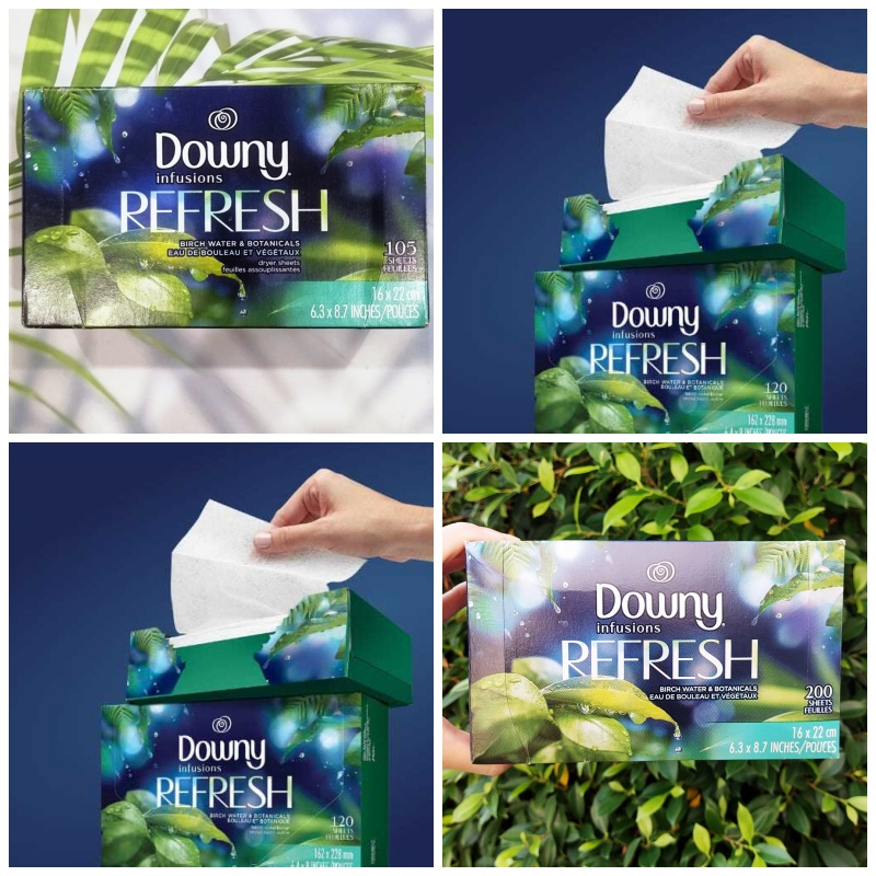 Sale!!! สินค้าราคาพิเศษ (Downy®) Infusions Refresh Dryer Sheets 105, 200 Sheets แผ่นหอมอบผ้า ดาวน์นี