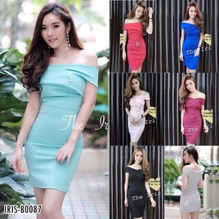 Mini Dress ทรงปาดไหล่ [B0087]