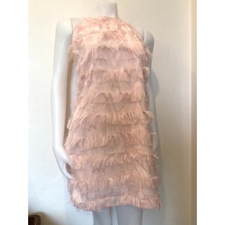 พร้อมส่ง ชุดเดรสกระโปรงสีชมพู แขนกุด ชุดเดรสแฟชั่น