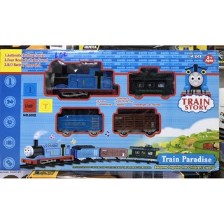 รถไฟไต่รางThomas &amp; Friends มีเสียงและมีไฟและมีสามโบว์อิ้งวิ่งรอบตัว 360 องศา