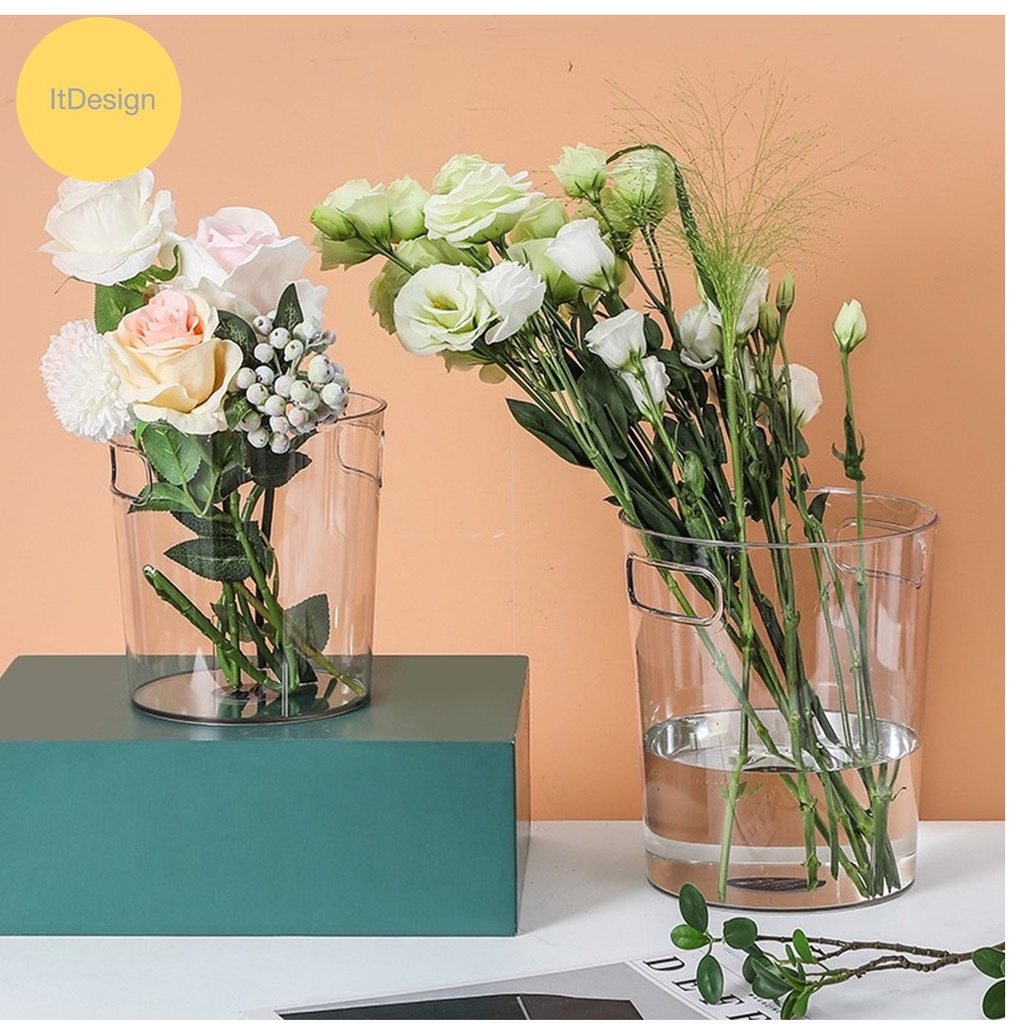 ถังอเนกประสงค์ ทรงกลม DIY แบบใส พร้อมส่ง อเนกประสงค์ ใส่เครื่องเขียน กล่อง ถาด PET บ้าน ถังขยะ คุณภาพดี แข็งแรง