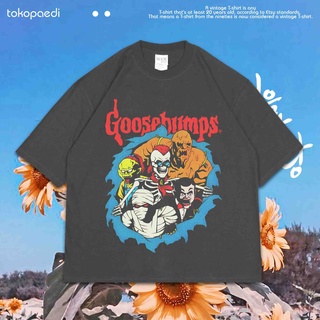 Tshirtคอลูกเรือcrew neckเสื้อยืด พิมพ์ลาย Goosebumps VINTAGE TEE ขนาดใหญ่ | Goosebumps เสื้อยืด โอเวอร์ไซซ์ | Unisex | 0