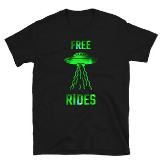 ผ้าฝ้ายคอกลมเสื้อยืดแขนสั้น พิมพ์ลาย Free Rides Funny Alien UFO Abduction Area 51 สไตล์คลาสสิก สําหรับผู้ชาย 115206from