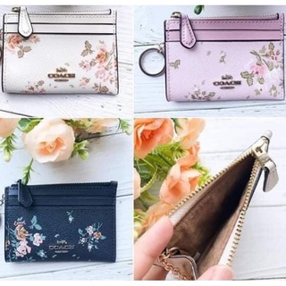 พร้อมส่ง แท้ 🇺🇸 100% New Coach ใส่บัตร รุ่น MINI SKINNY ID CASE WITH ROSE BOUQUET PRINT (COACH 91788)