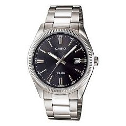 Casio นาฬิกาผู้ชาย สีเงิน/หน้าปัดดำ สายสเเตนเลส รุ่น MTP-1302D-1A1VDF,MTP-1302D-1A1,MTP-1302D