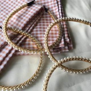 ที่คาดผมมุก สีทอง : Pearl Headband (Gold)