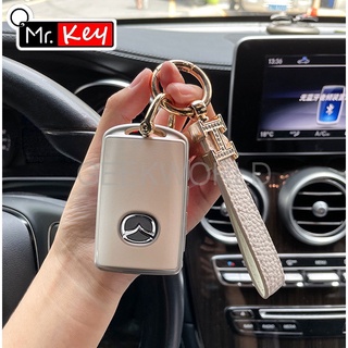 【Mr.Key】เคสกุญแจรีโมตรถยนต์ อัจฉริยะ ป้องกัน สไตล์ใหม่ เหมาะกับผู้ชาย ผู้หญิง สําหรับ Mazda 2022 CX-3 CX-5 CX-8 MX-5 2 3 5 6