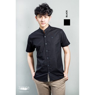 [ลด130฿โค้ดSEPIING38] TAWADA เสื้อเชิ้ตเเขนสั้น รหัส T012 ดำ MANDARIN