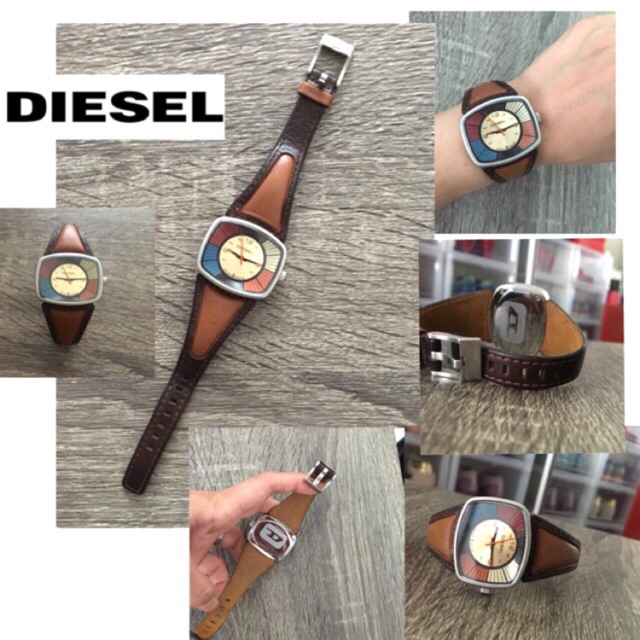 Used DIESEL watch DZ3023 แบตใหม่พร้อมใช้สายหนังแท้สายยังแข็ง Vintage Style ของแท้100%
