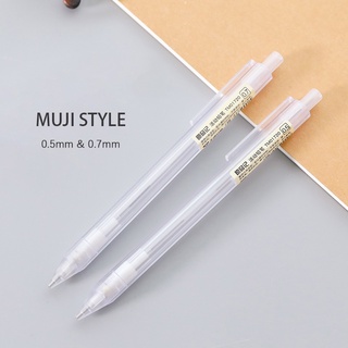 ดินสอกด สไตล์ MUJI 0.5 มม. 1 ชิ้น &amp; 0.7 มม. ดินสอหกเหลี่ยมใส พร้อมไส้ดินสอ