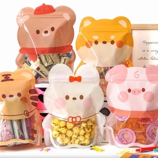 (10ใบ)(z1)ถุงซิปก้นตั้งลายการ์ตูน ถุงของขวัญ รูปสัตว์ น่ารัก หมู หมา กระต่าย หมี เสือ