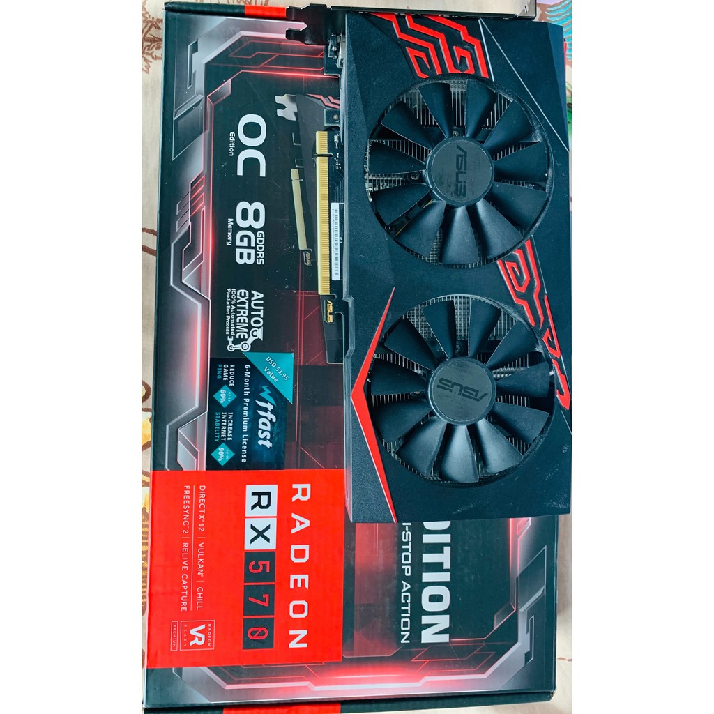 VGA ASUS Readeon RX570 8GB (มือสอง) ประกัน Synnex ถึง 28June2022