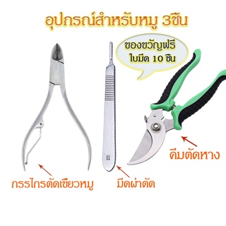 อุปกรณ์สำหรับหมู ชุดกรรไกรตัดเขี้ยวหมู กรรไกรตัดเขี้ยวหมู มีดตอน คีมตัดหาง ครบชุด 3ชิ้น