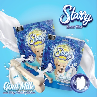 New STARRY DENTAL TREATS ขนมขัดฟันสุนัข รสโกทมิลค์ แอนด์ เวย์โปรตีน (6 ชิ้น) 168 g