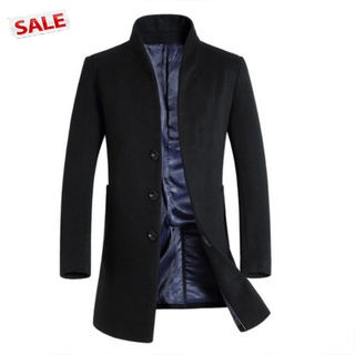 tdg Fashion Winter Mens Trench Coat Warm Long Jacket Single Breasted Overcoat