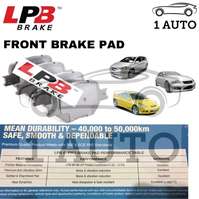 LPB e-PRO SEMI METALLIC ผ้าเบรคหน้า TOYOTA CALDINA AZT241 2.0 ZT ZST241 1.8 CELICA ZST231 1.8 MARK X