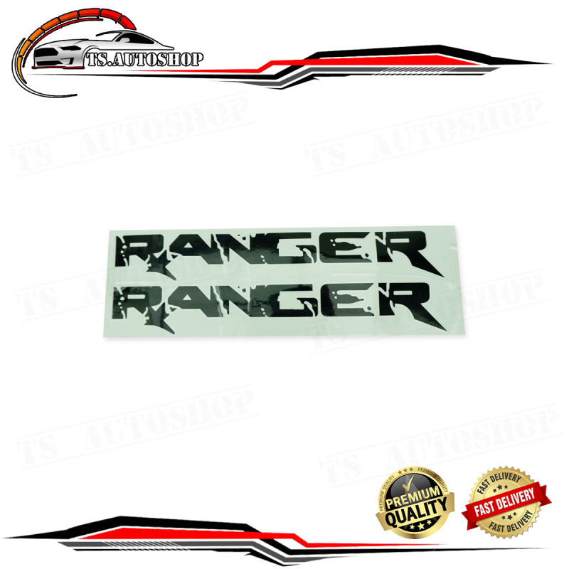 สติ๊กเกอร์ Sticker "RANGER" ติดข้าง ซ้าย+ขวา ดำ Ford Ranger ขนาด 43x13 จำนวน 2 Pieces ปี 2012-2018