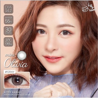 💖 Kitty kawaii ๑ mini Olivia Gray สายตา -00 ถึง -1000 Contactlens  บิ๊กอาย คอนแทคเลนส์ ราคาถูก แถมตลับฟรี