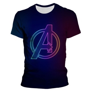 เสื้อยืดแขนสั้นลําลอง พิมพ์ลายโลโก้ Disney The Avengers แฟชั่นฤดูร้อน สําหรับผู้ชาย และผู้หญิง 2022