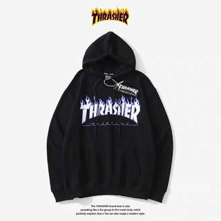 เสื้อกันหนาวมีฮู้ดแขนยาว Thrasher คลาสสิค เปลวไฟมีฮู้ด ฮู้ดหลวม เหมาะสำหรับผู้ชายและผู้หญิง