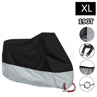 ผ้าคลุมรถมอเตอร์ไซค์กันน้ำ กันแดด กันฝุ่น สี Silver/Black ไซส์ XL Motorbike Waterproof Cover