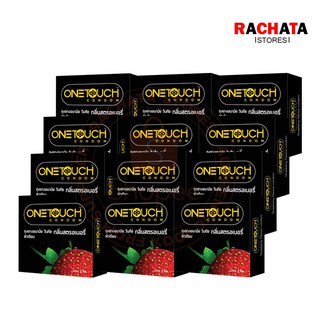 (ยกโหล 12 กล่อง)Onetouch Strawberry ถุงยางอนามัย วันทัช กลิ่นสตรอเบอรี่ ขนาด 52 มม. หมดอายุ 12/256