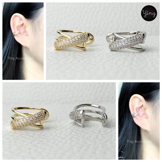 🌈NEW⭐️Ear Cuff งานเพชรไขว้ สวยเก๋ สีเงิน/สีทอง (1 ชิ้น)