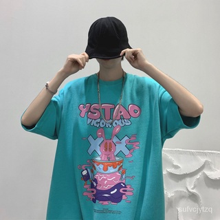 อเบอร์ดีนคนวรรณกรรม การ์ตูนพิมพ์แขนสั้นTเสื้อฤดูร้อนเกาหลีinsเทรนด์แขนสั้นคู่หลวมtee
