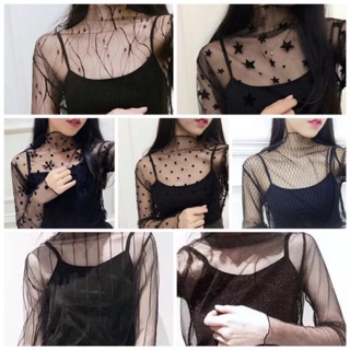 เสื้อซีทรู Black see through shirt