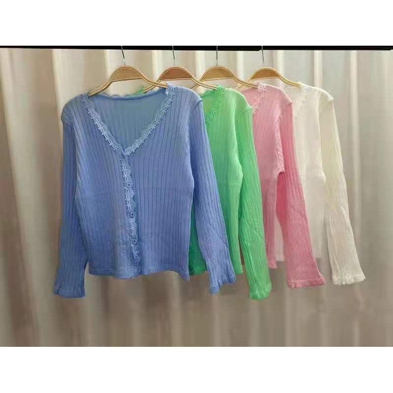 Gakki เสื้อไหมพรม เสื้อคลุมกันแดดแขนยาว ผ้านิ่มใส่สบาย ฟรีไซส์ พร้อมส่ง 0386# - รูปที่ 5