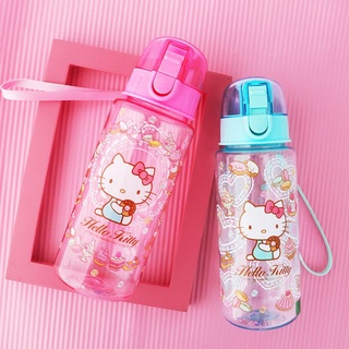 ขวดน้ําพลาสติก ลายคิตตี้ Hello kitty แบบพกพา เหมาะกับฤดูร้อน สําหรับเด็กนักเรียน