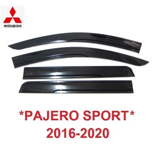 กันสาดประตู Mitsubishi Pajero Sport SUV 4ประตู สีดำทึบ มิตซูบิชิ ปาเจโร 2015 2016 - 2021 กันลม กันฝนสาด กันสาด