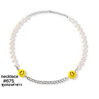 Necklaceสร้อยคอแนวสตรีทพร้อมจี้ รูปผีเสื้อ🦋รูปหน้ายิ้ม smiley emoji 😊รูปดอกไม้🌼 titanium steel Daisy😊🦋🌼สร้อยคอโซ่