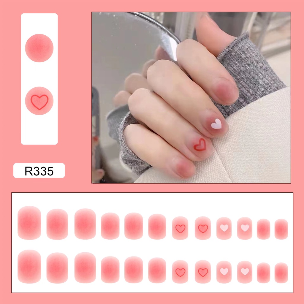 ใหม่ เล็บปลอม【R224-R349】หลากหลายสี กันน้ำ สำหรับการตกแต่งเล็บ กล่องละ 24 ชิ้น ราคา ถูกที่สุด ดีลบีเคเค แกลเลอรีภาพที่ 3